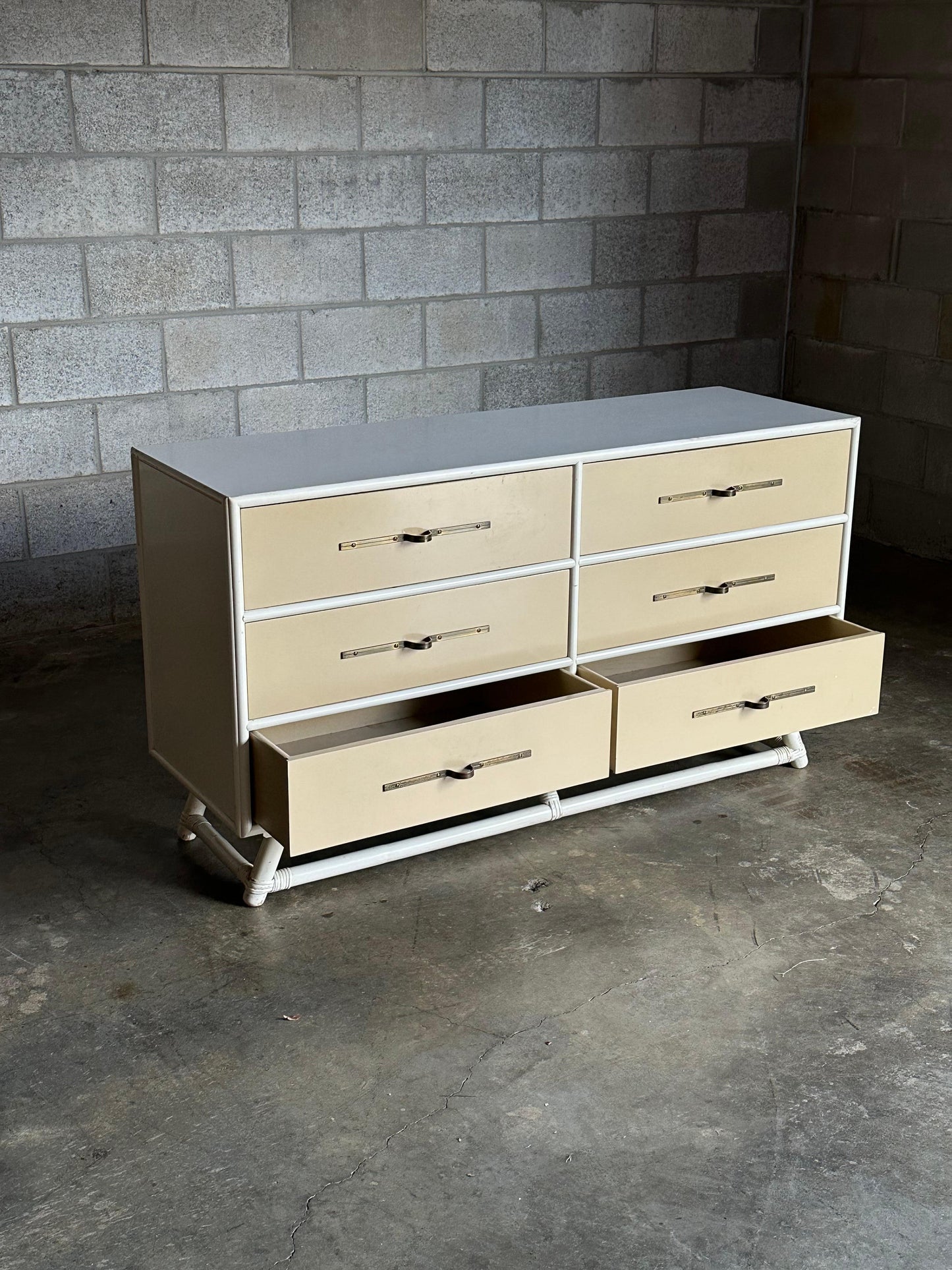 Frisman Vintage Tommi Parzinger Lacquered Dresser With Brass Hardware for Willow and Reed