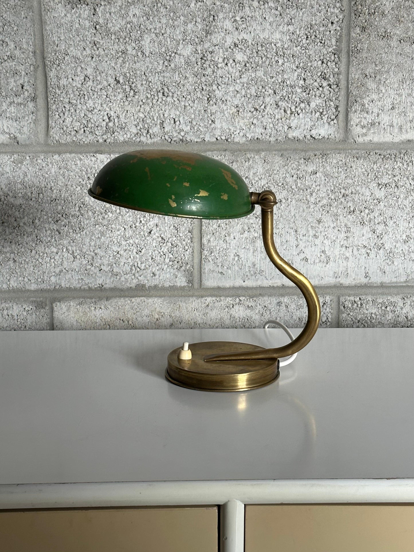 Frisman Vintage 1940s Swedish Modern Organic Wall/ Table Lamp by Asea, Brass and Paint