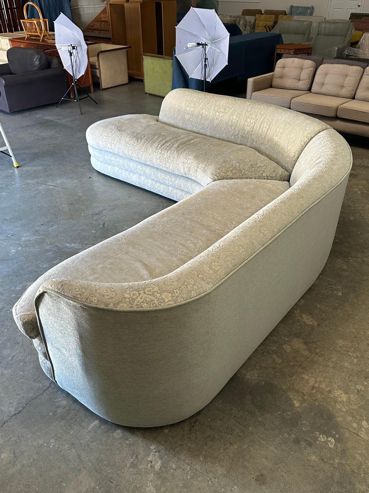 Frisman Vintage Large Postmodern Serpentine Sectional With Stacked Base After Directional
