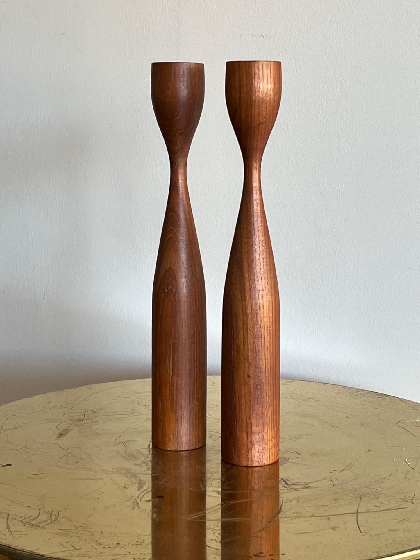 Frisman Vintage Mid-Century Danish Teak Candlesticks