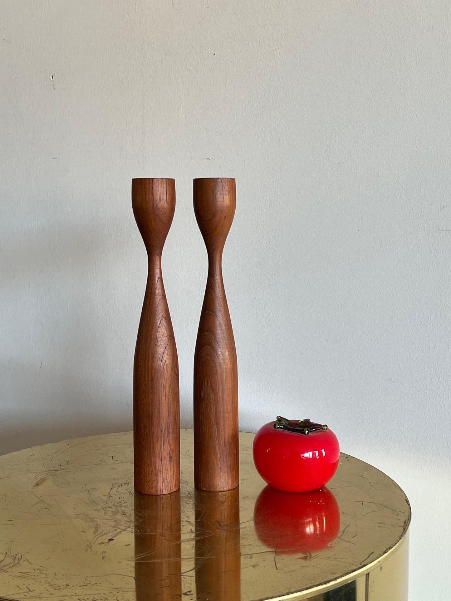 Frisman Vintage Mid-Century Danish Teak Candlesticks