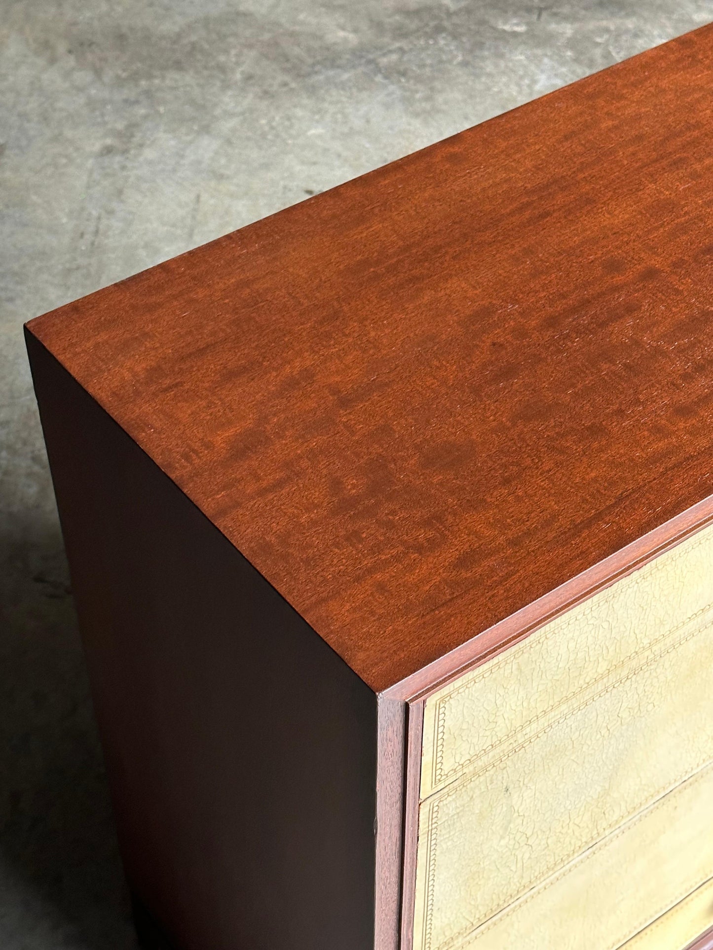 Frisman Vintage Tommi Parzinger Leather Front Chest of Drawers for Charak Modern