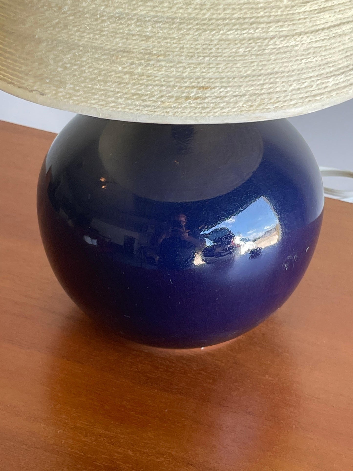 Frisman Vintage Lotte and Gunnar Bostlund Table Lamp in Royal Blue Ceramic