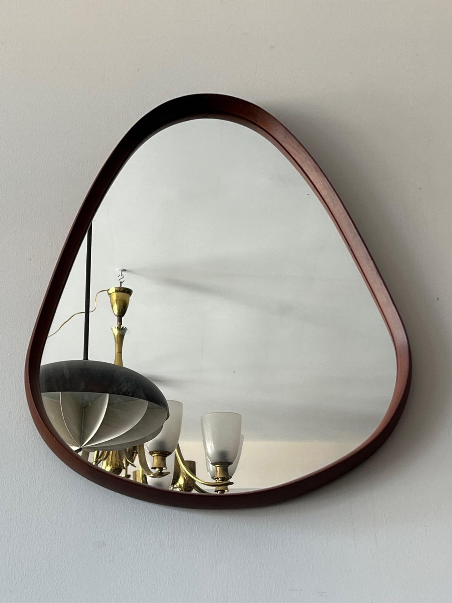 Frisman Vintage Danish Teardrop Mirror Vintage Mid-Century Modern Teak