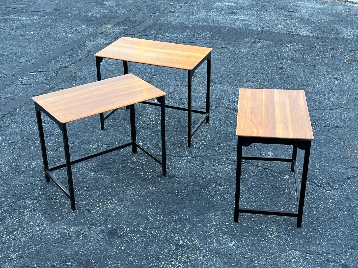 Frisman Vintage Vintage Dunbar Nesting Tables in Sap Walnut ca' 1950's