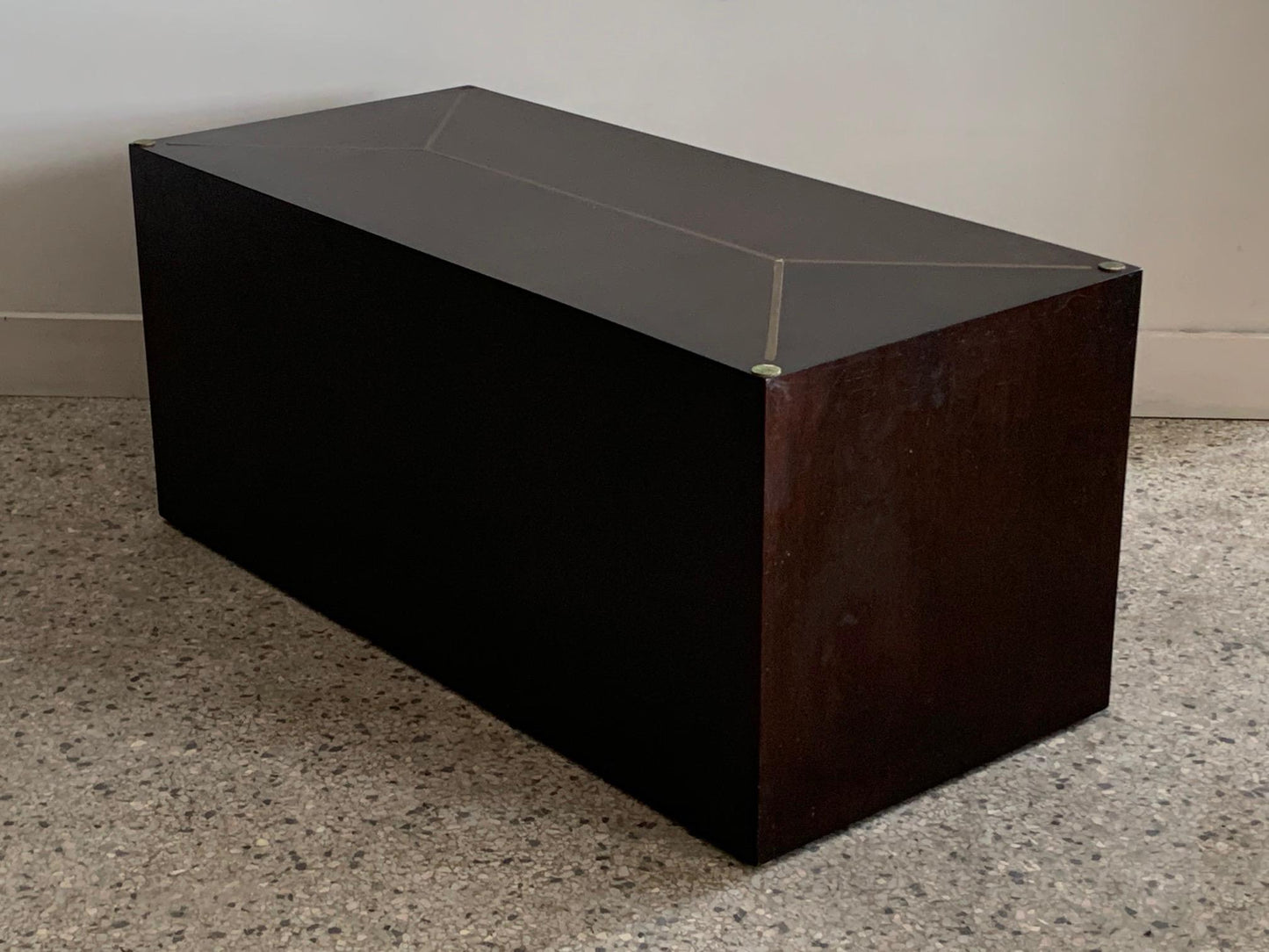 Frisman Vintage Custom Cube Table by Dunbar with Brass Inlay