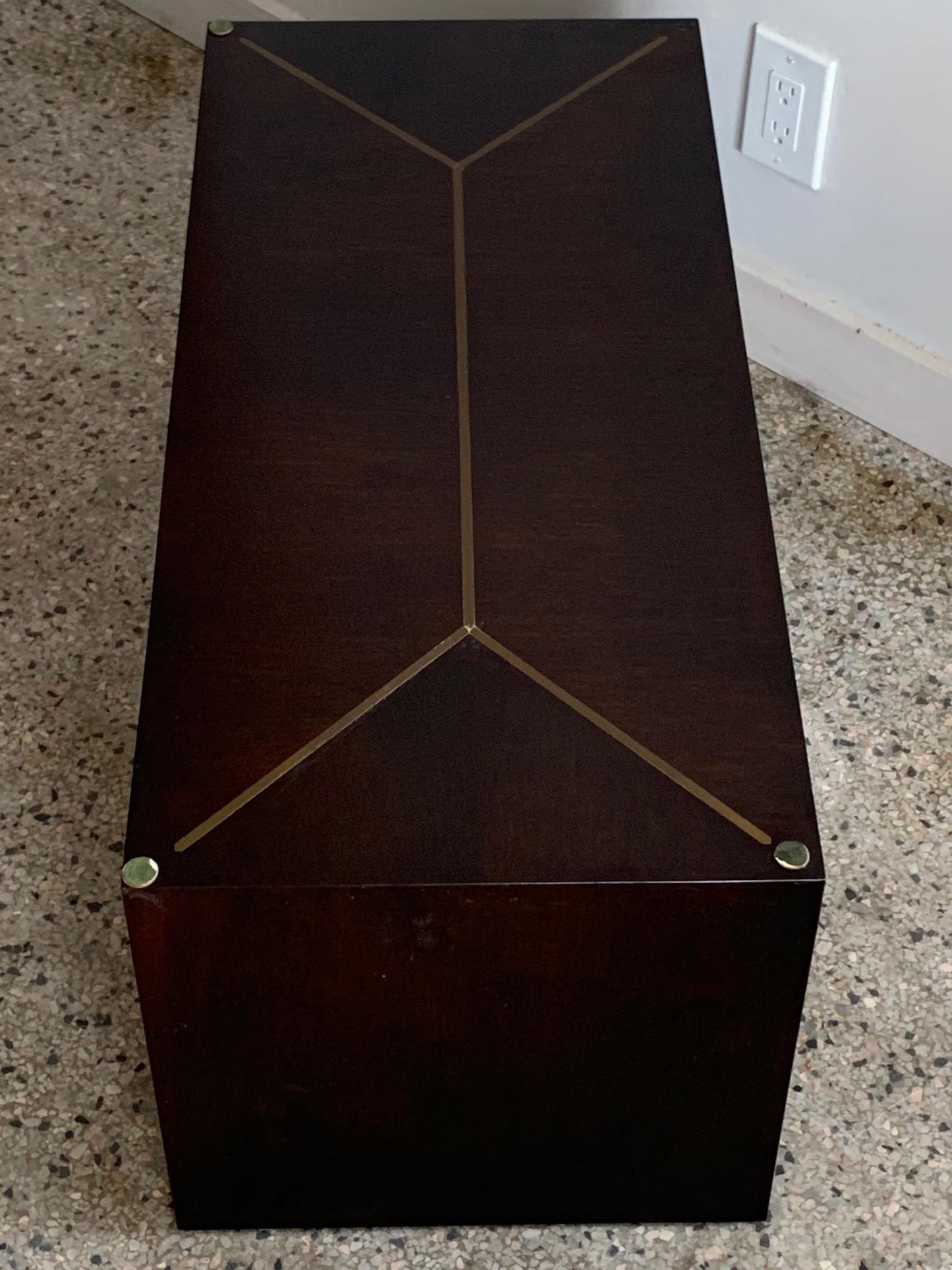 Frisman Vintage Custom Cube Table by Dunbar with Brass Inlay