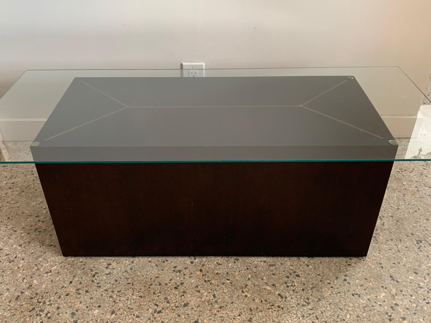 Frisman Vintage Custom Cube Table by Dunbar with Brass Inlay