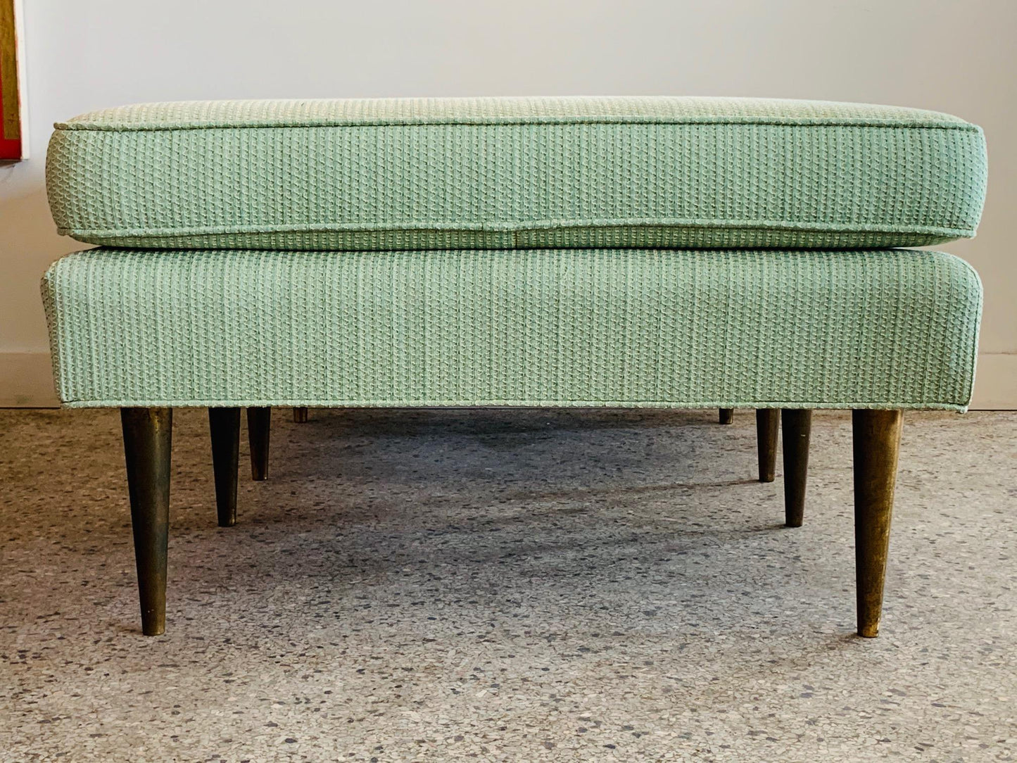 Frisman Vintage Pair of Dunbar Style Ottomans with Brass Legs