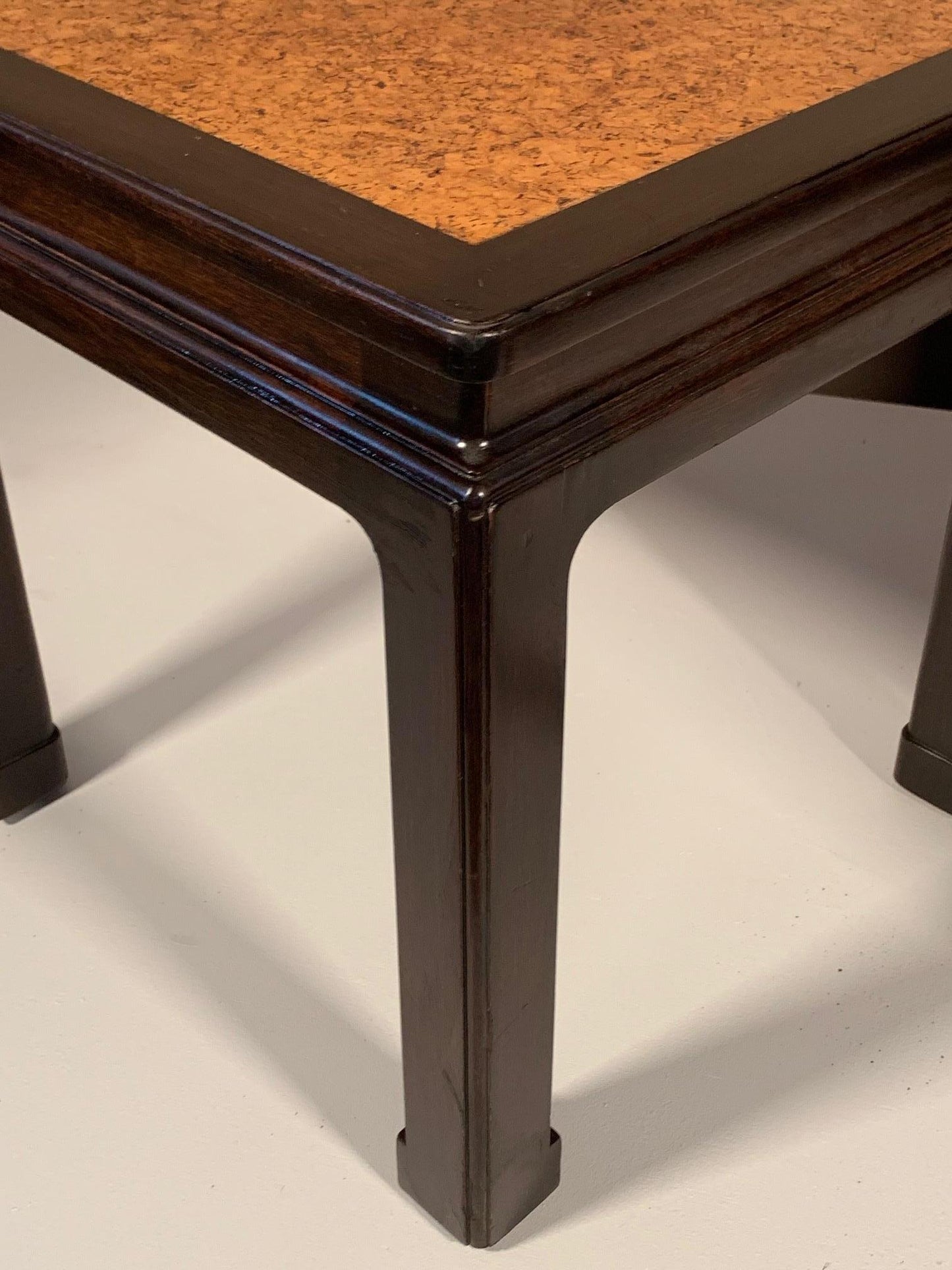 Frisman Vintage A Pair of Dunbar Occasional Tables Asian Style with Cork Tops