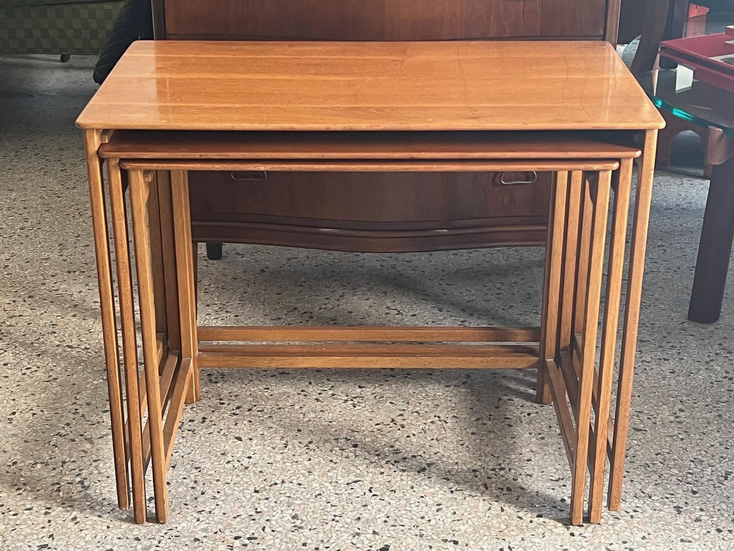 Frisman Vintage Dunbar Nesting Tables in Sap Walnut