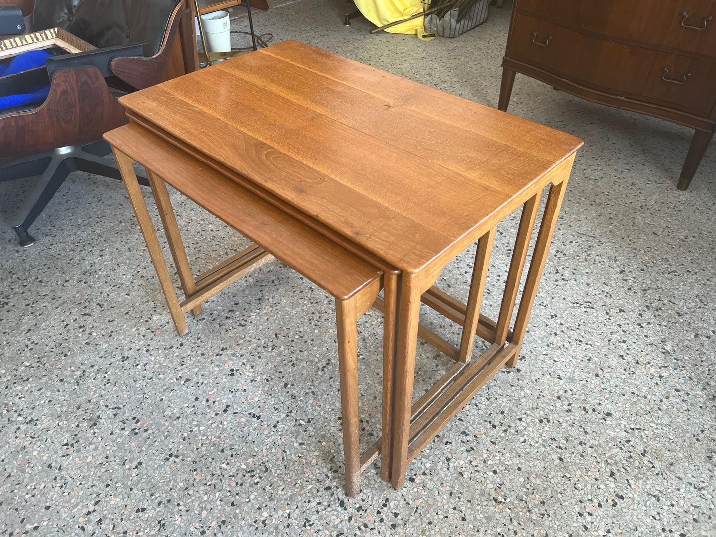Frisman Vintage Dunbar Nesting Tables in Sap Walnut