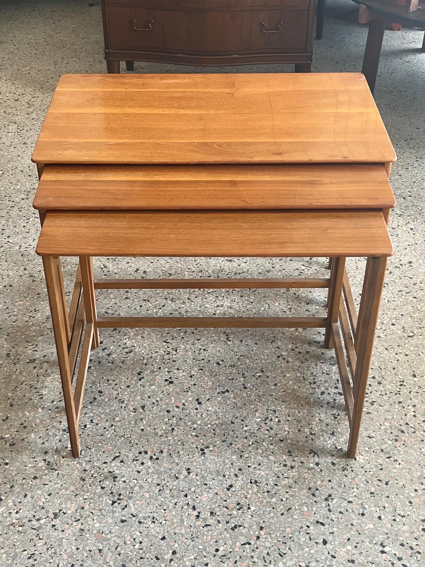 Frisman Vintage Dunbar Nesting Tables in Sap Walnut