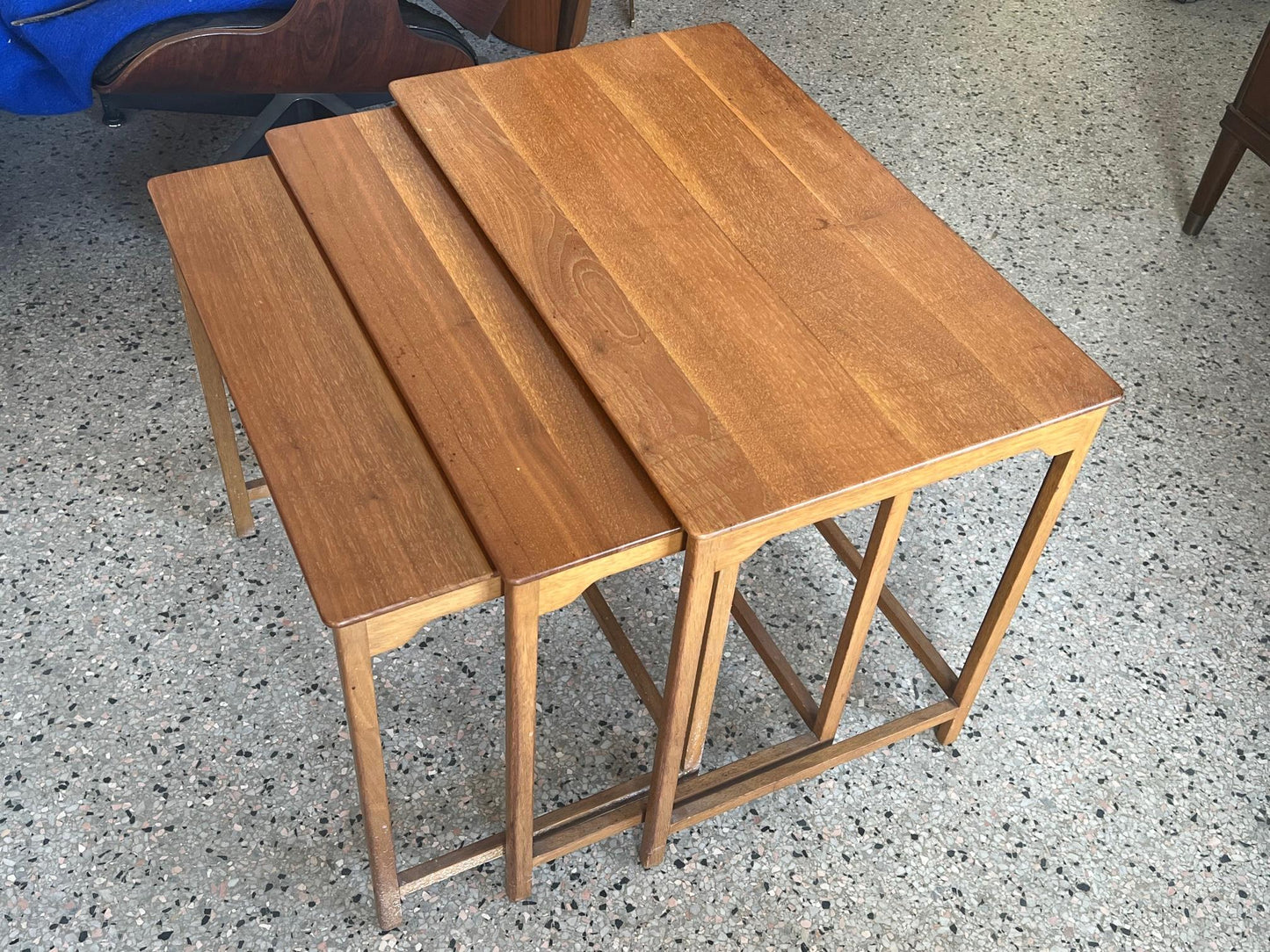 Frisman Vintage Dunbar Nesting Tables in Sap Walnut