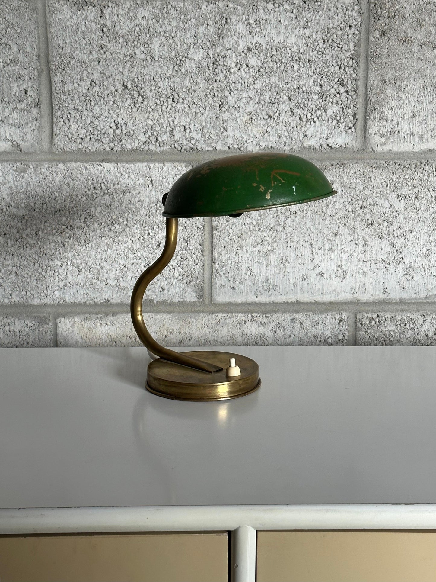 Frisman Vintage 1940s Swedish Modern Organic Wall/ Table Lamp by Asea, Brass and Paint