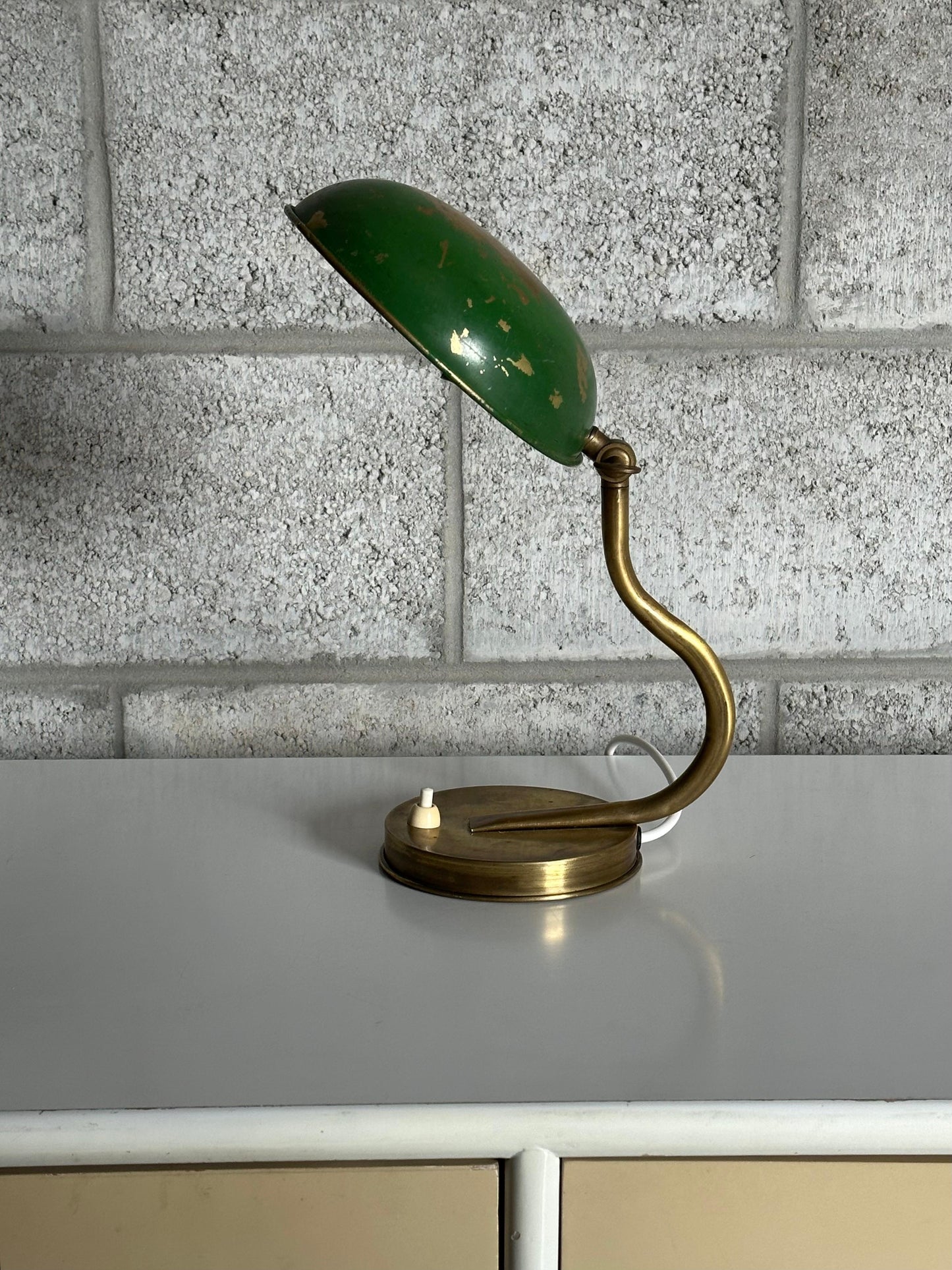 Frisman Vintage 1940s Swedish Modern Organic Wall/ Table Lamp by Asea, Brass and Paint