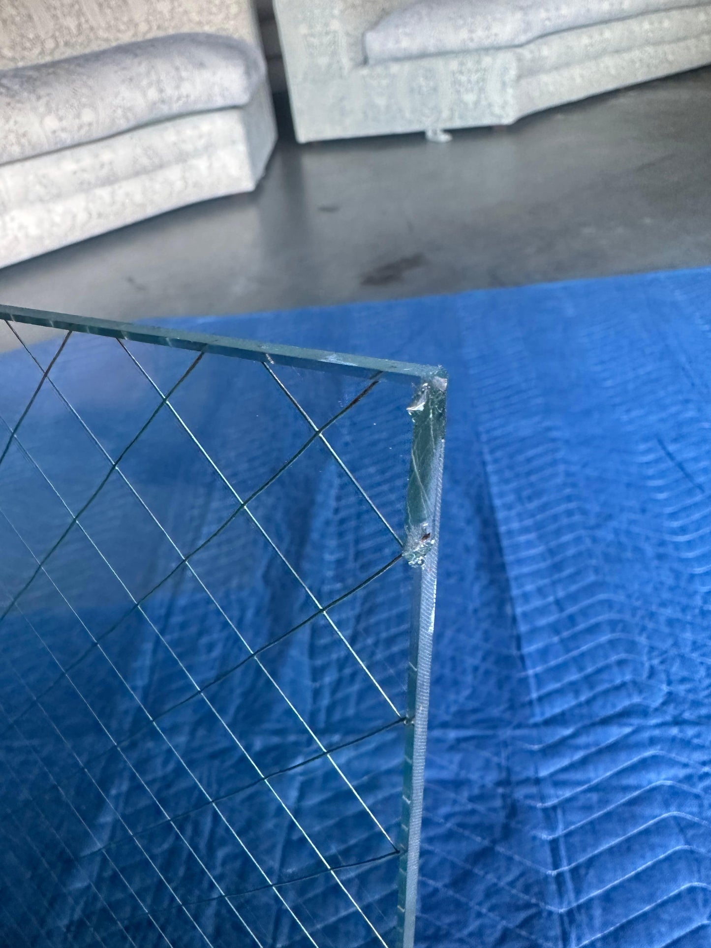 Frisman Vintage Joe D'Urso Safety Wire Glass Side Table for Knoll, Model 6022t
