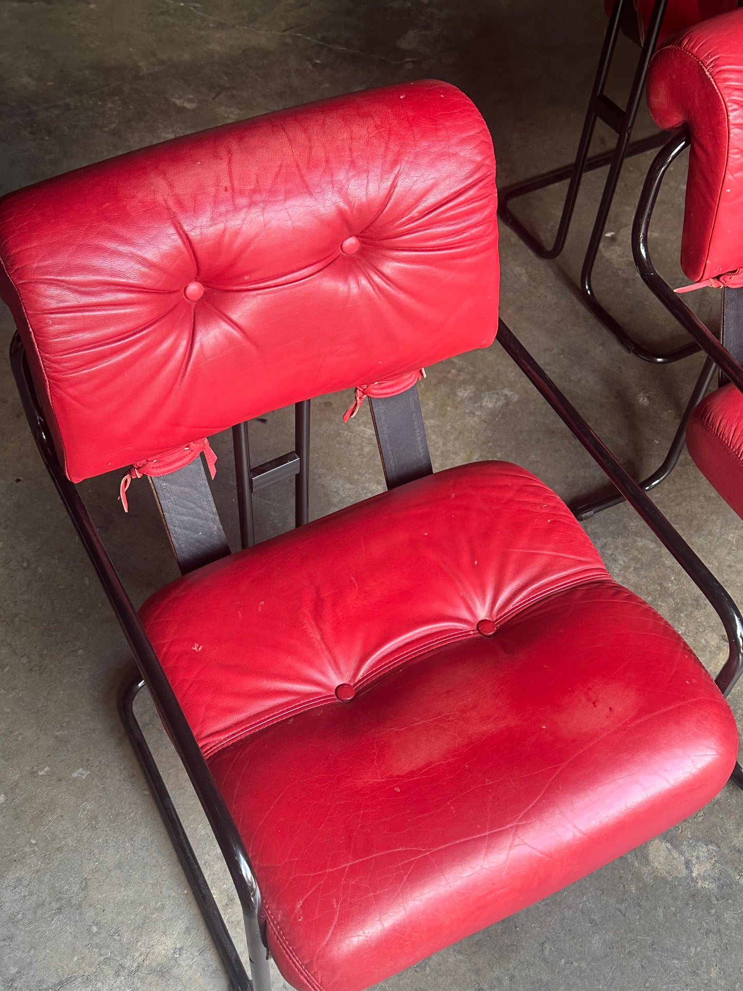 Frisman Vintage Tucroma Chairs by Guido Faleschini for I4 Mariani, Red Leather- Set of 6