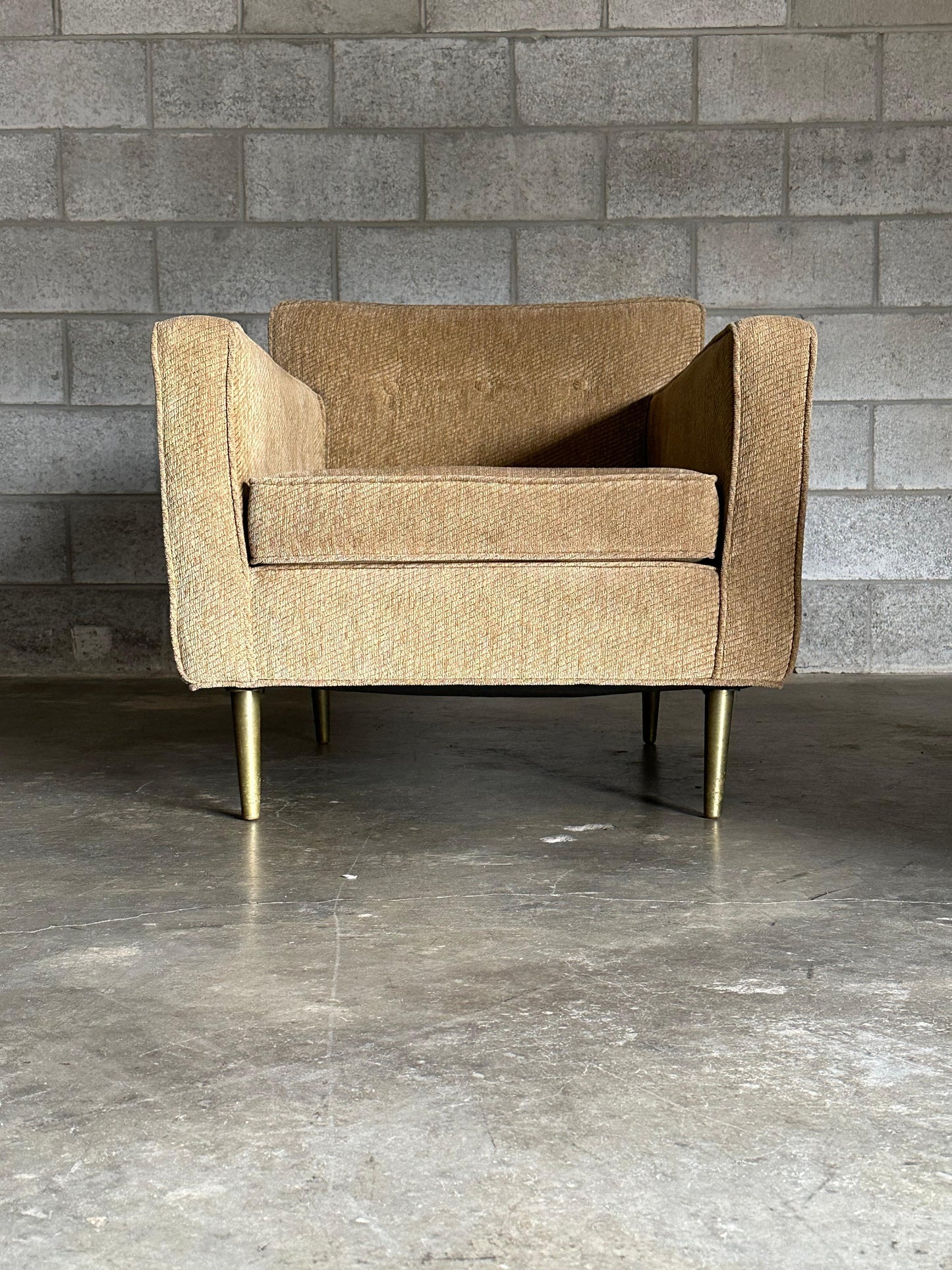 Frisman Vintage Edward Wormley for Dunbar Brass Leg Lounge Chairs and Ottoman
