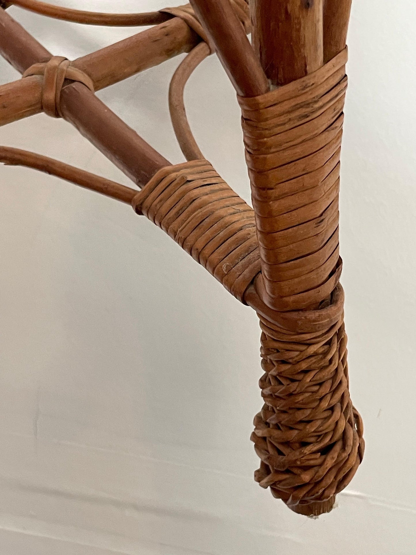 Frisman Vintage Bamboo and Wicker Stool, Style of Tony Paul and Franco Albini