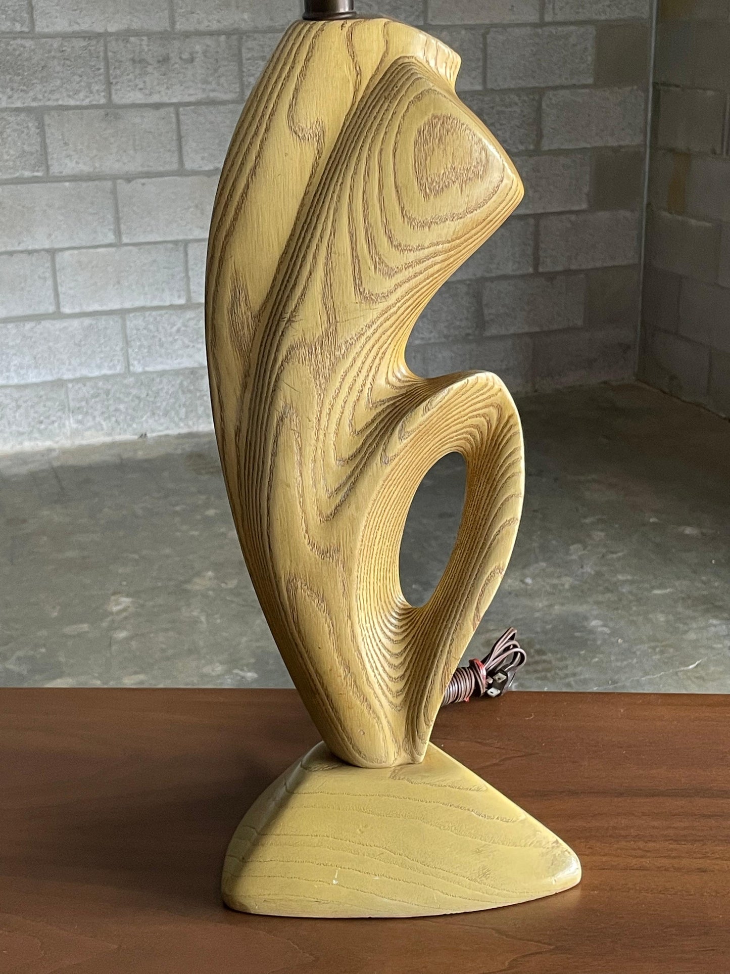 Frisman Vintage Large Biomorphic Cerused Modernist Table Lamp After Yasha Heifetz