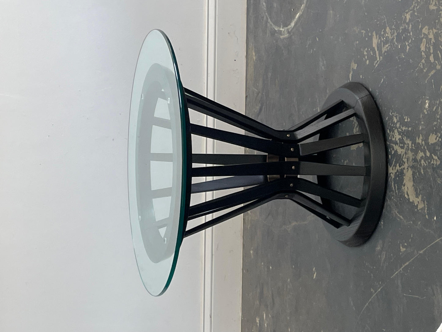 Frisman Vintage Edward Wormley for Dunbar Ebonized Sheaf of Wheat Table with Glass Top