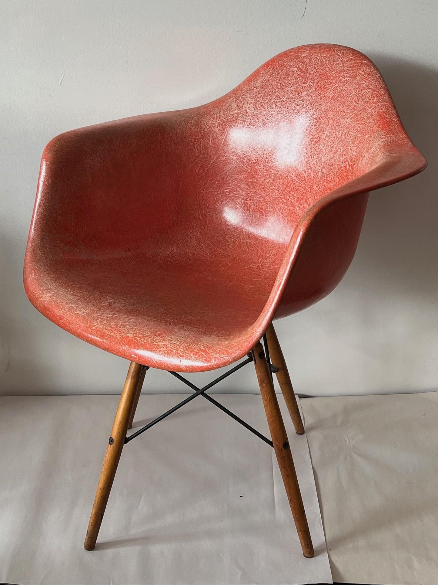 Frisman Vintage Vintage Charles Eames "PAW Chair" Swivel Fiber Glass Shell Dowel Leg 1950's