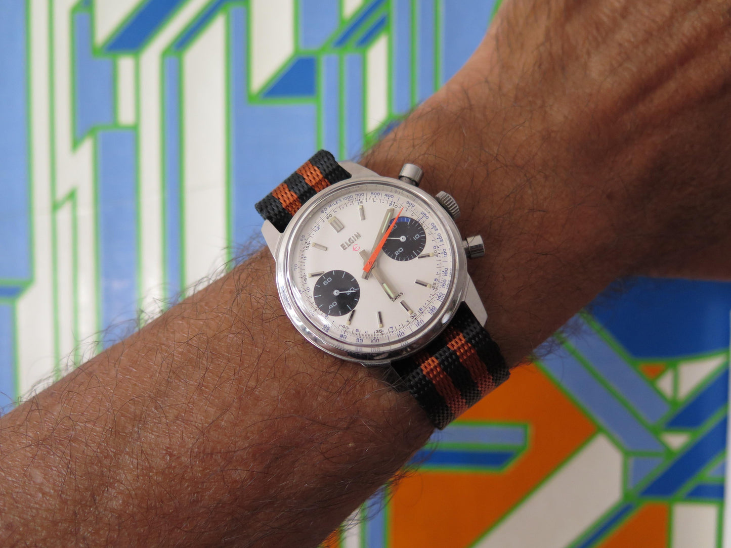 Frisman Vintage 1960s Elgin Steel Chronograph Panda Dial
