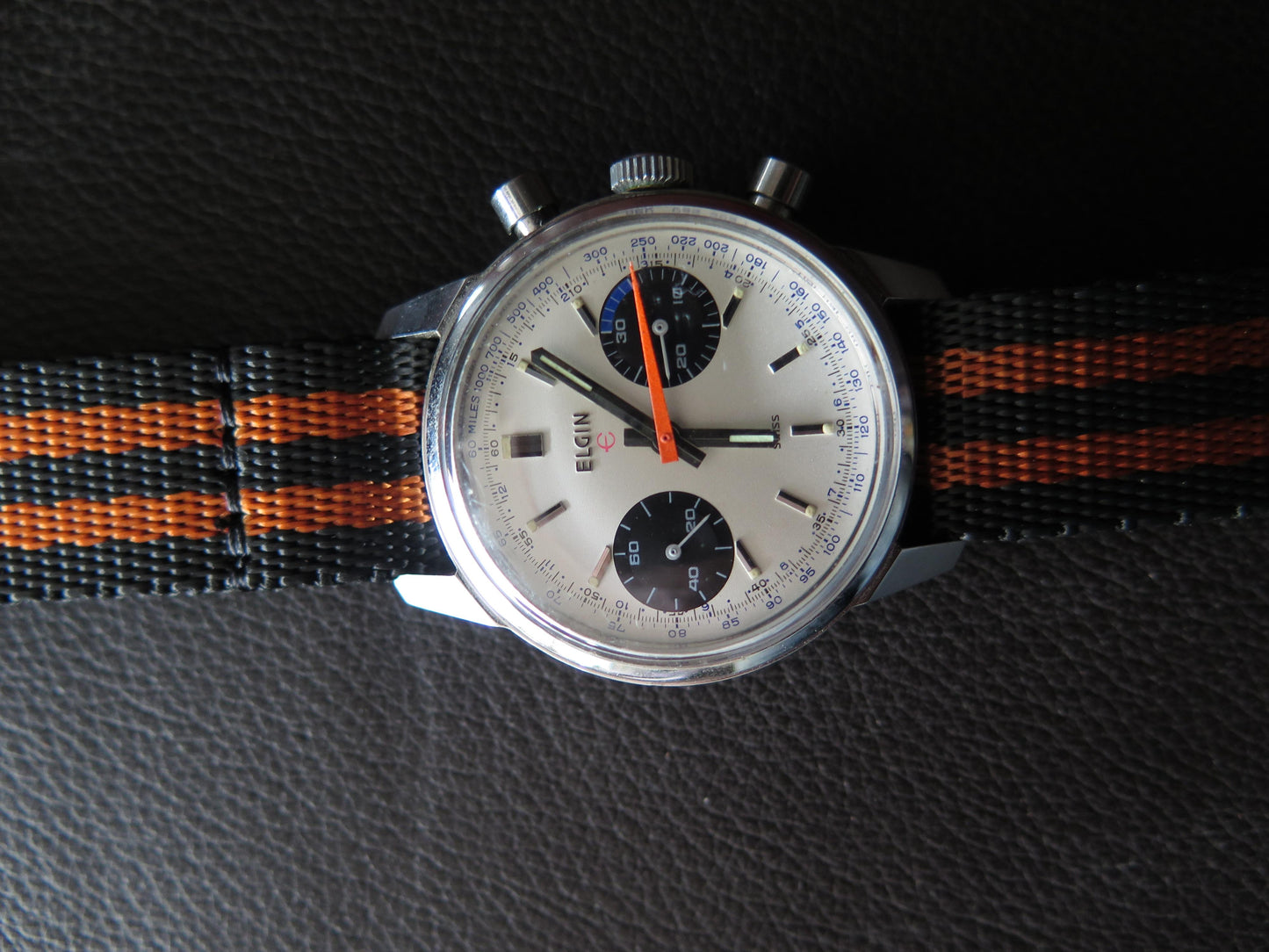 Frisman Vintage 1960s Elgin Steel Chronograph Panda Dial