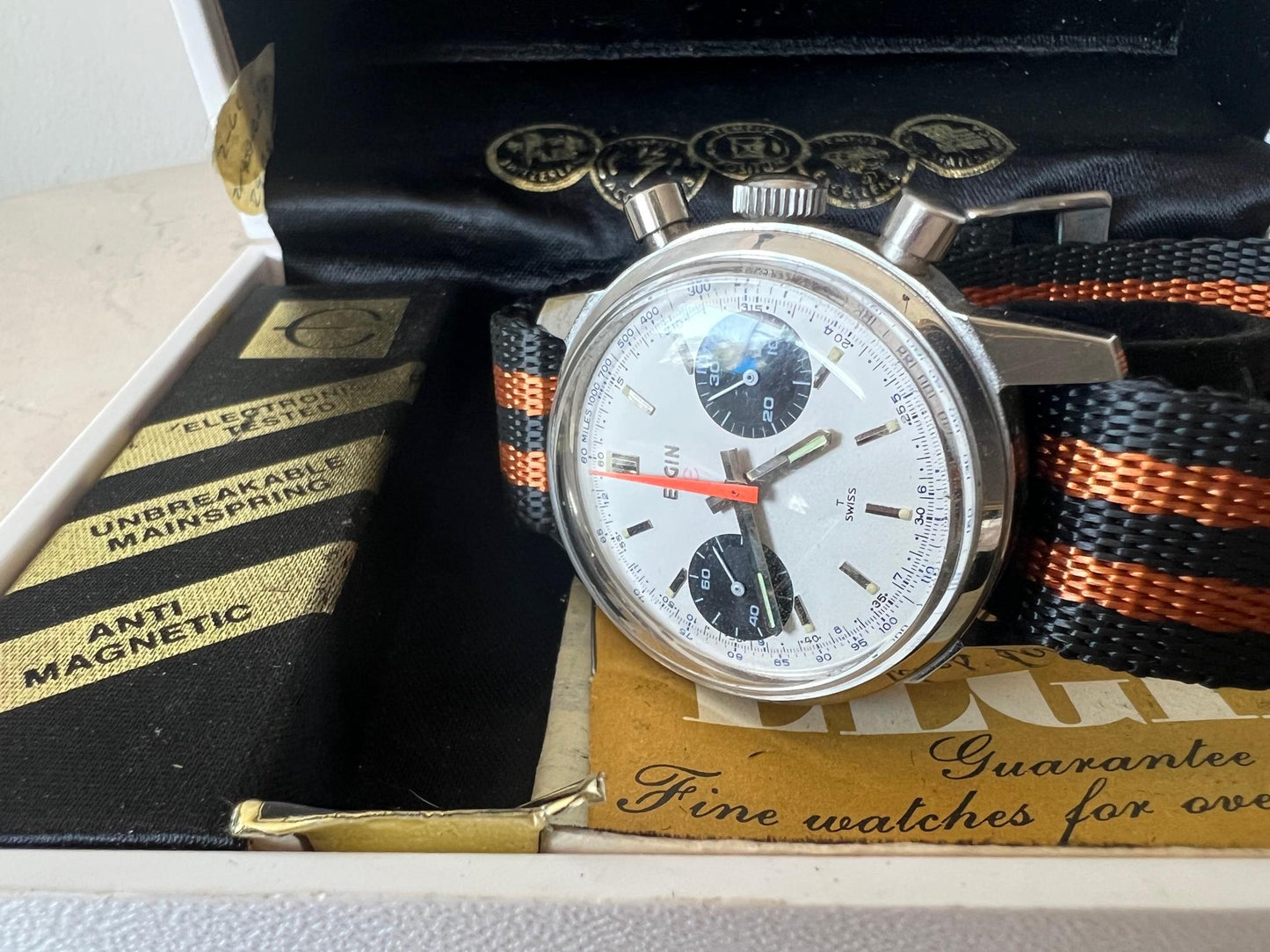 Frisman Vintage 1960s Elgin Steel Chronograph Panda Dial