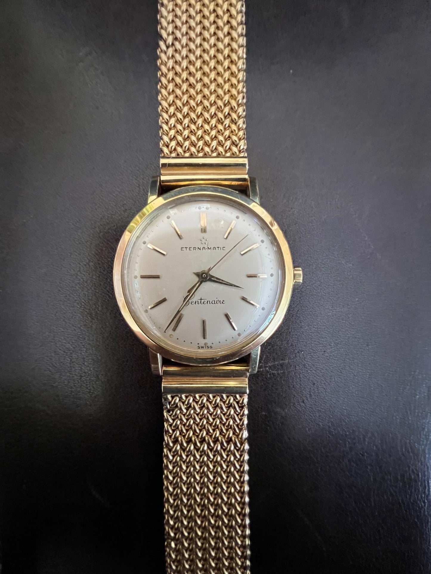 Frisman Vintage Eterna Eternamatic Centenaire Vintage 1950's 18K Yellow Gold Mens Watch