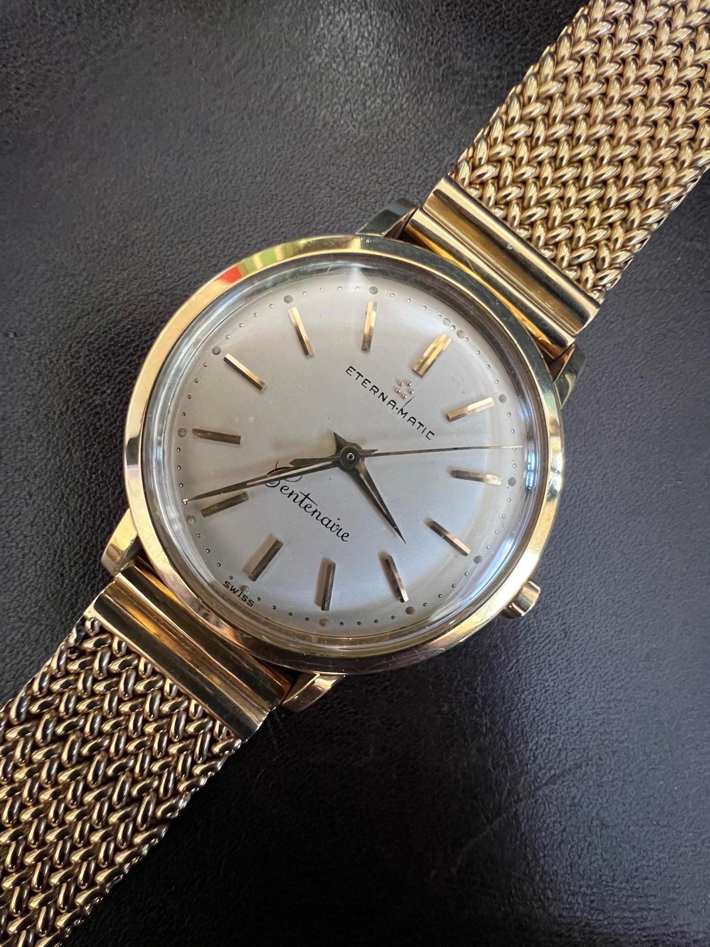 Frisman Vintage Eterna Eternamatic Centenaire Vintage 1950's 18K Yellow Gold Mens Watch
