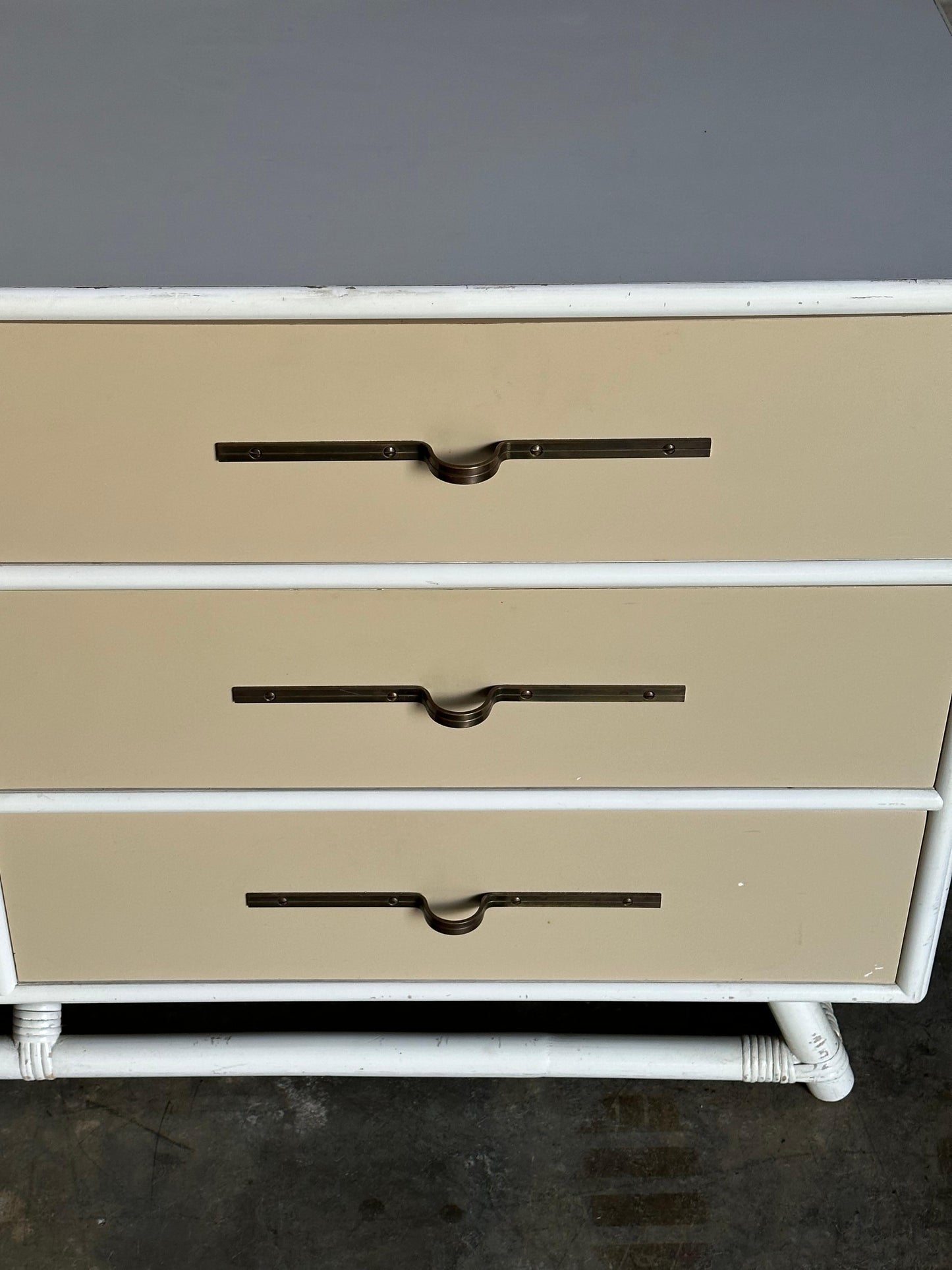 Frisman Vintage Tommi Parzinger Lacquered Dresser With Brass Hardware for Willow and Reed