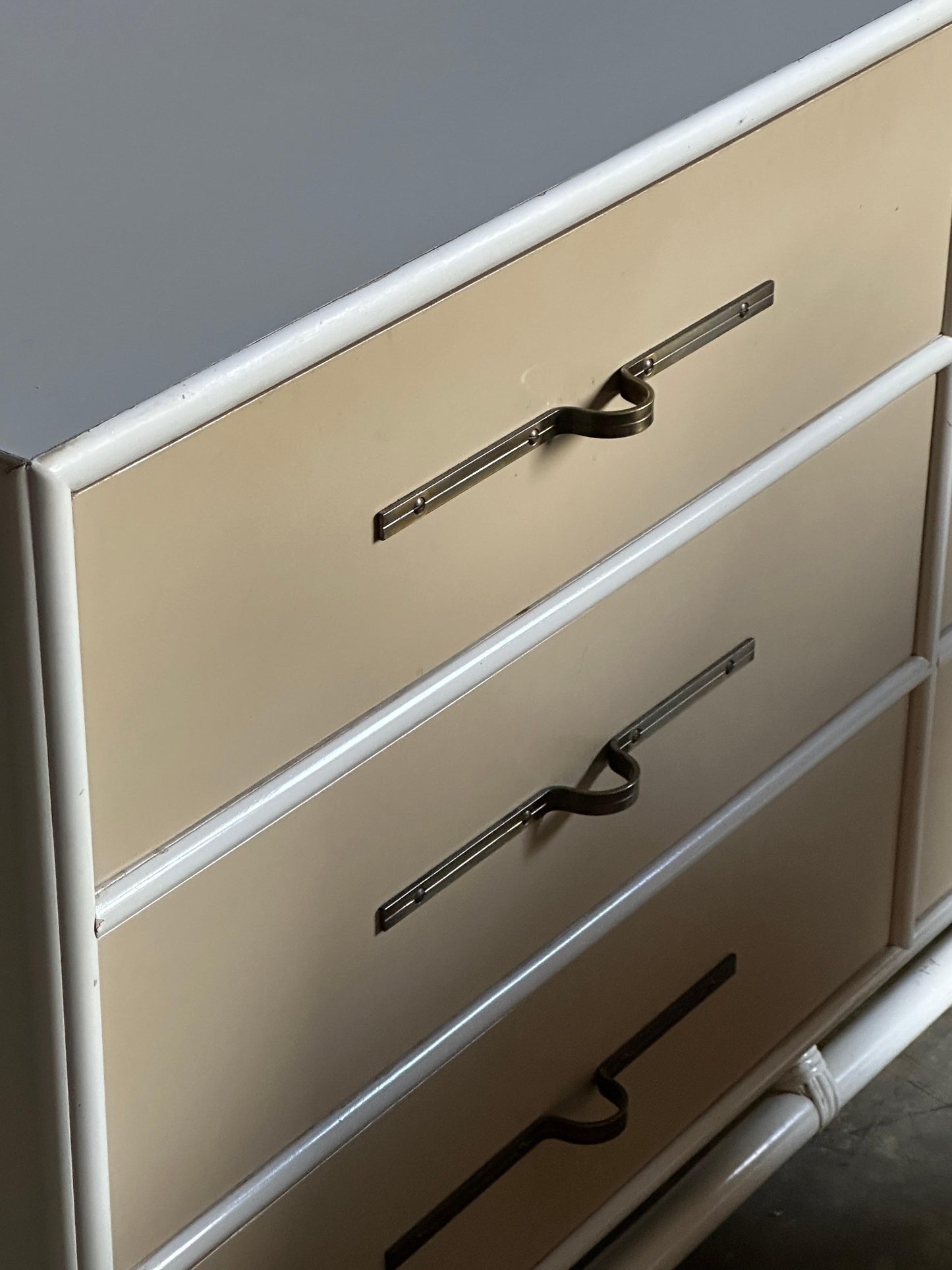 Frisman Vintage Tommi Parzinger Lacquered Dresser With Brass Hardware for Willow and Reed