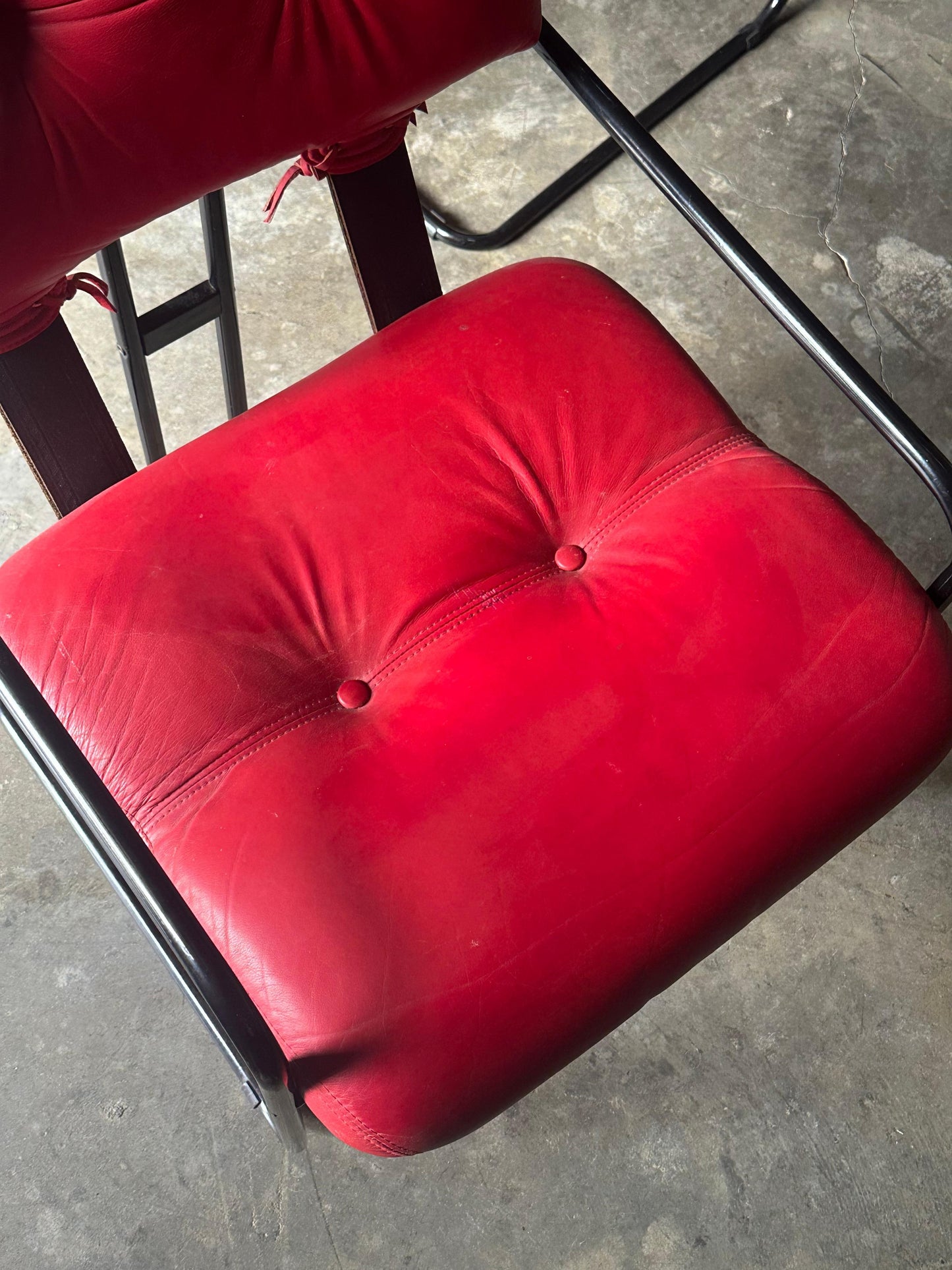 Frisman Vintage Tucroma Chairs by Guido Faleschini for I4 Mariani, Red Leather- Set of 6
