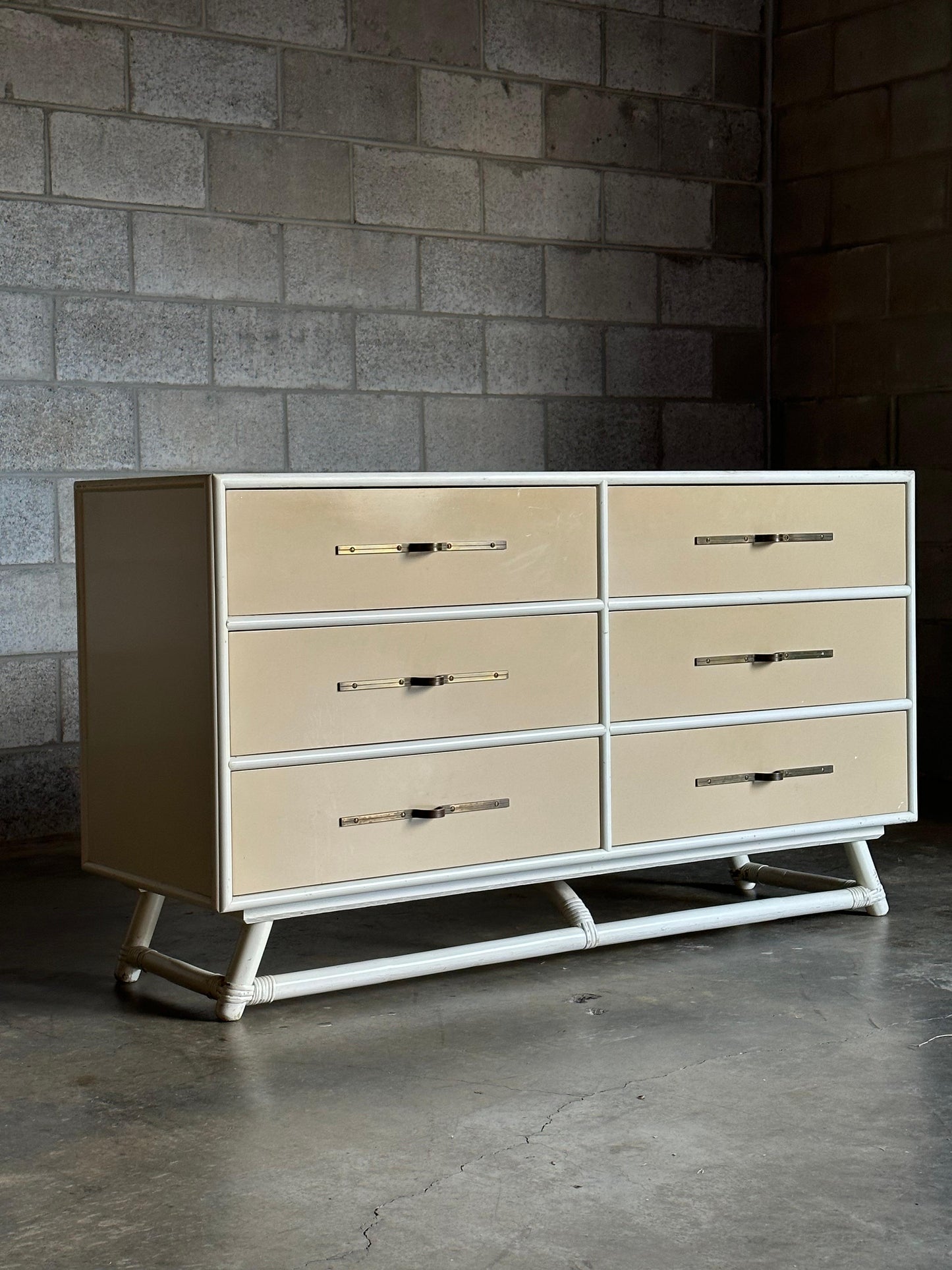 Frisman Vintage Tommi Parzinger Lacquered Dresser With Brass Hardware for Willow and Reed