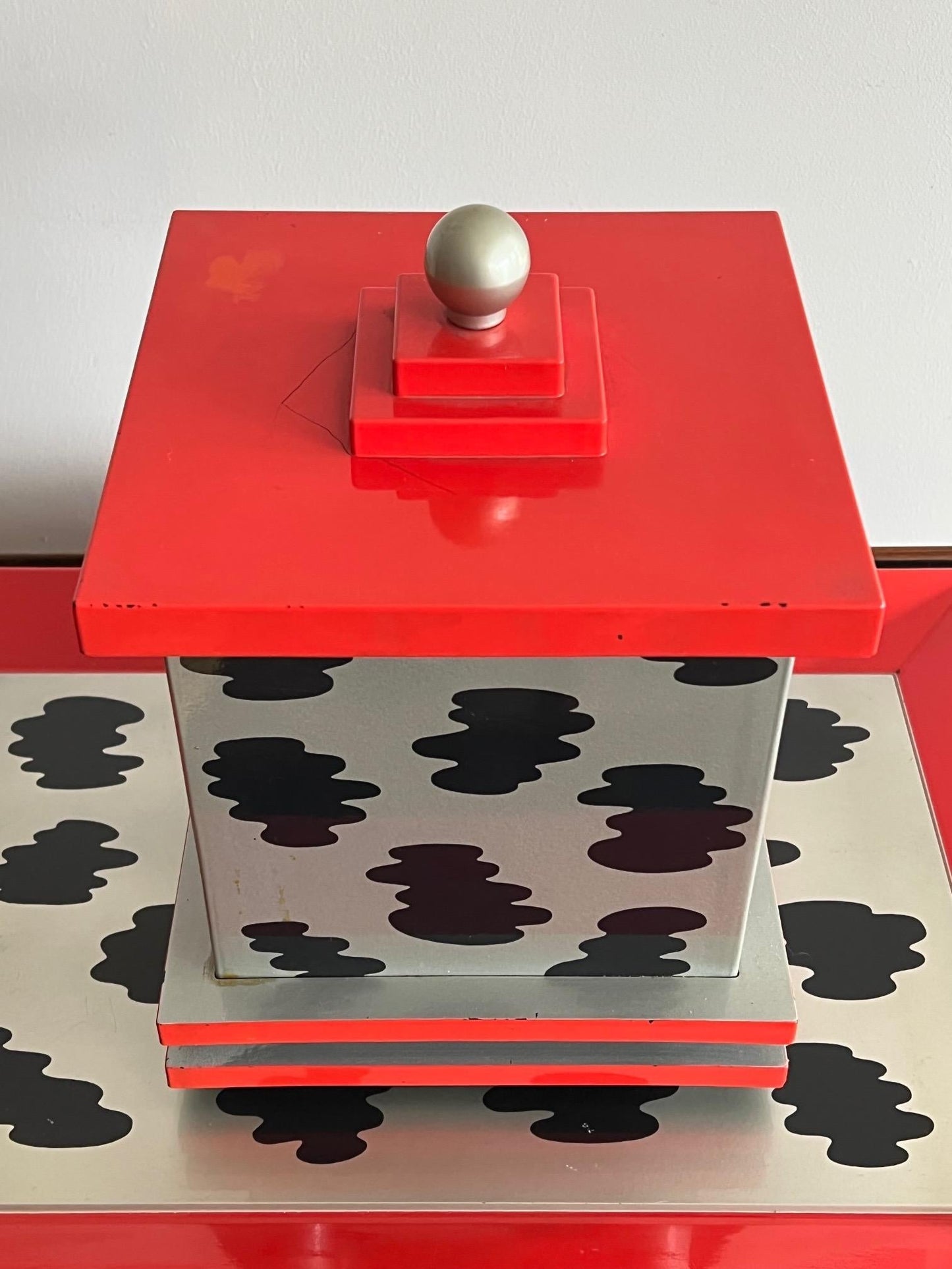 Frisman Vintage Memphis Ice Bucket and Trays Post Modern 1980's Lacquer