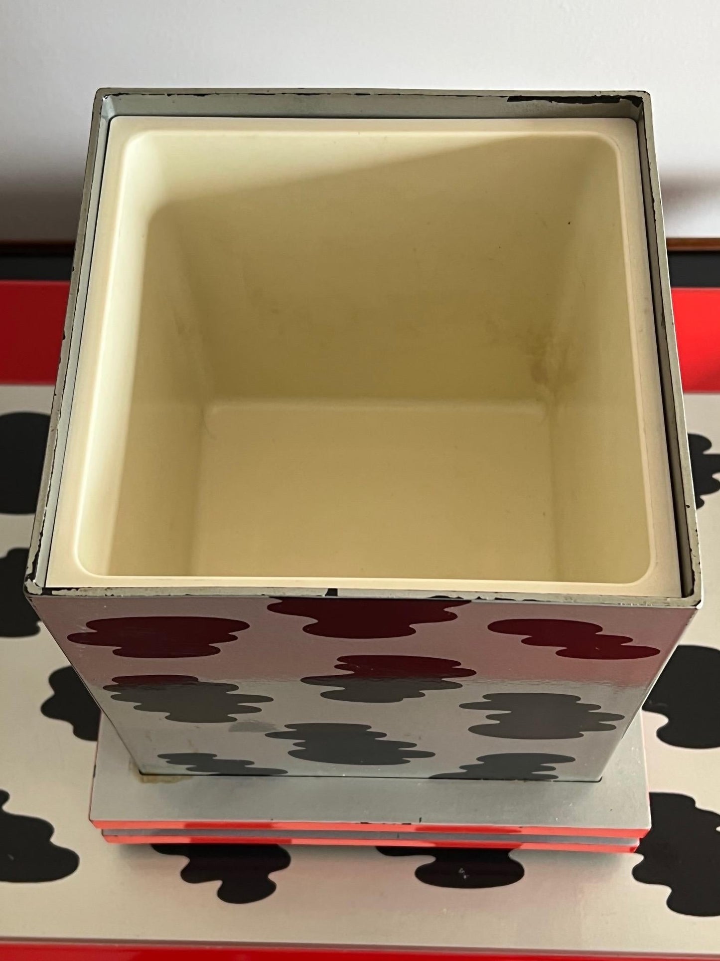 Frisman Vintage Memphis Ice Bucket and Trays Post Modern 1980's Lacquer