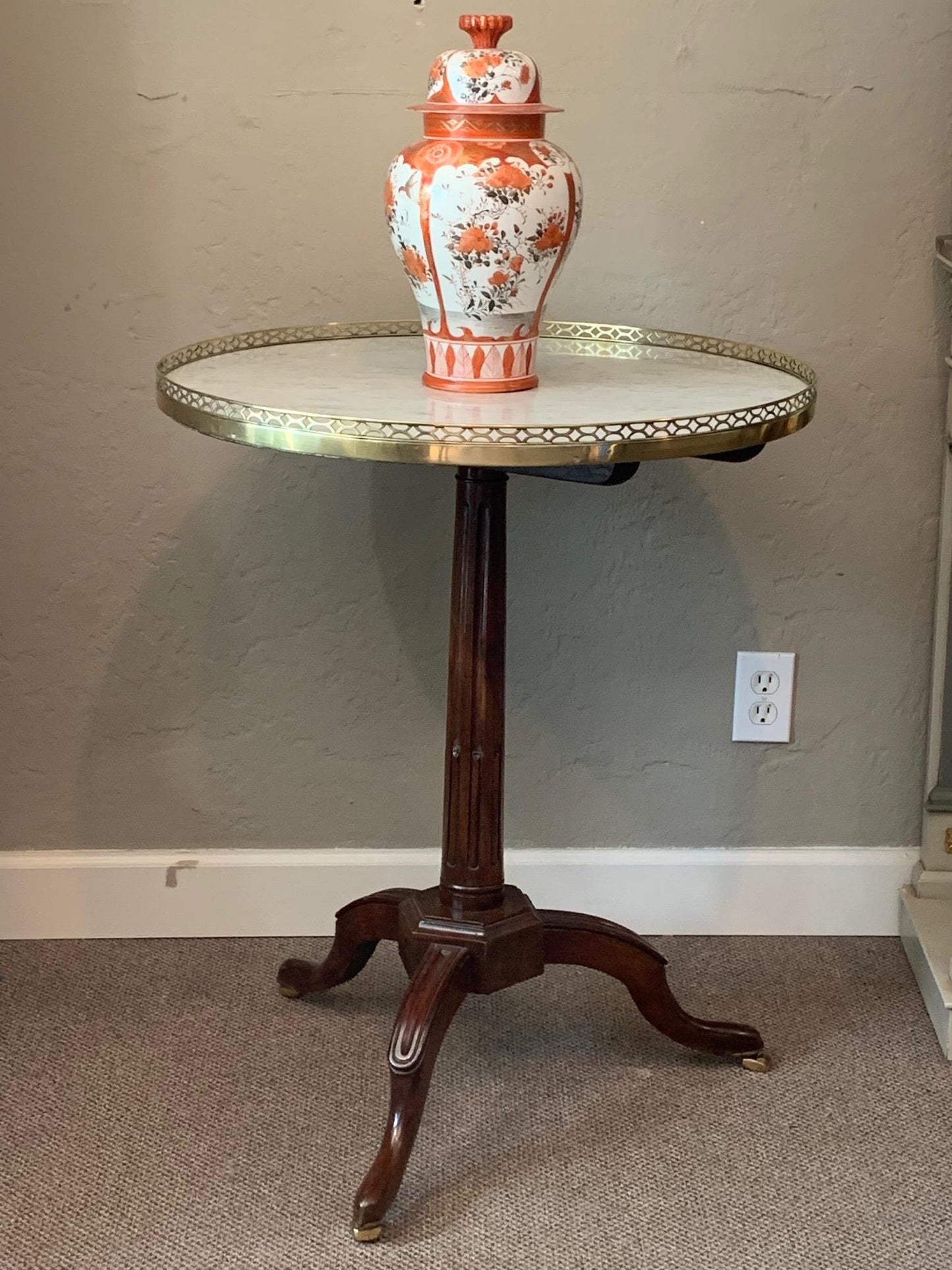 Frisman Vintage Elegant Directoire Gueridon with Marble Top