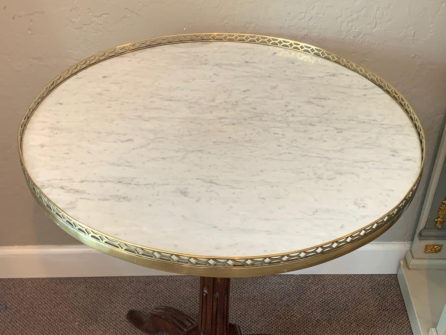 Frisman Vintage Elegant Directoire Gueridon with Marble Top