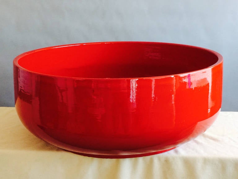 Frisman Vintage Huge Gainey Pottery Ceramic Planter Deep Red