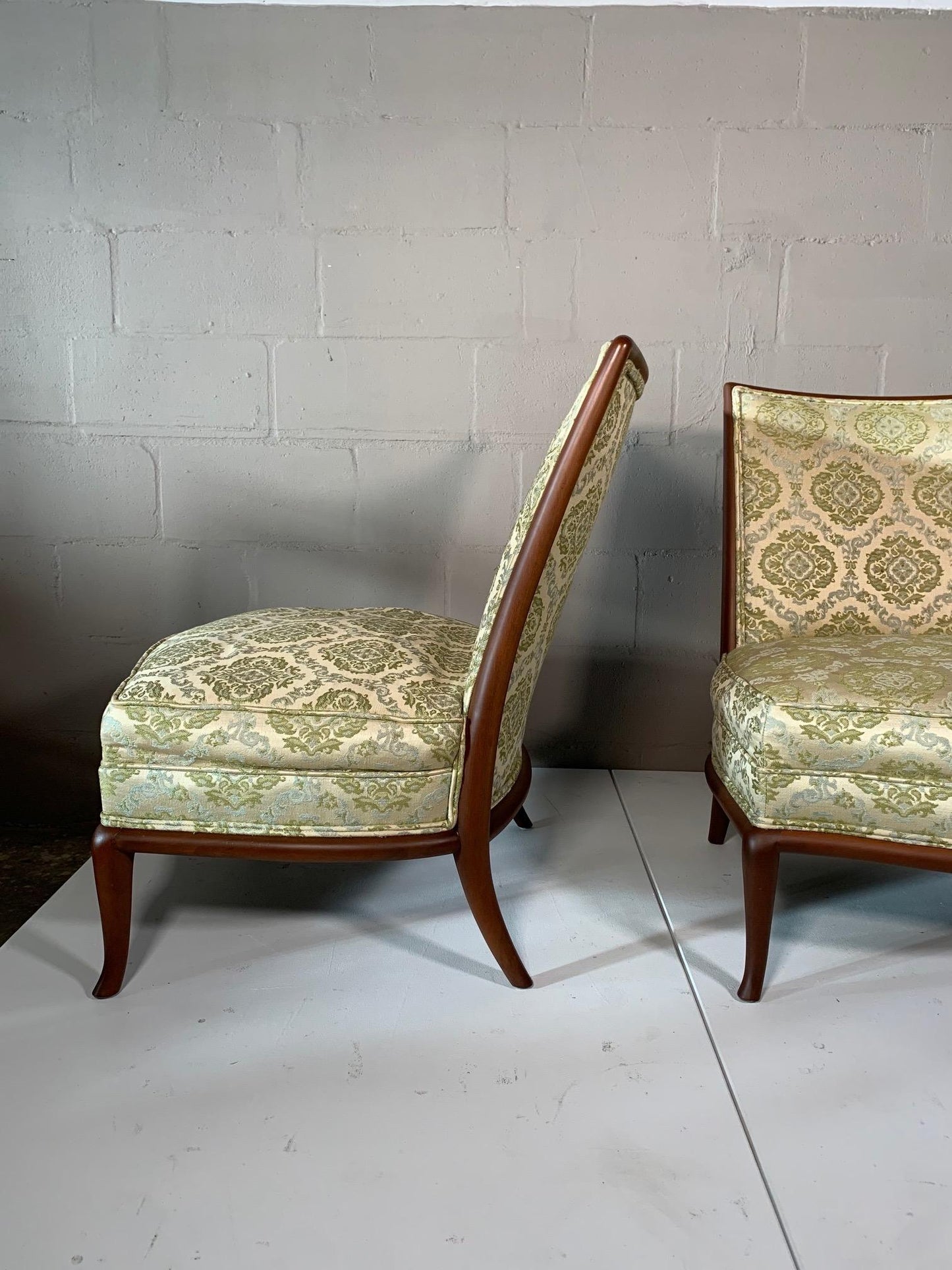 Frisman Vintage Pair of Unusual Slipper Chairs by T.H. Robsjohn-Gibbings Widdicomb, circa 1950s