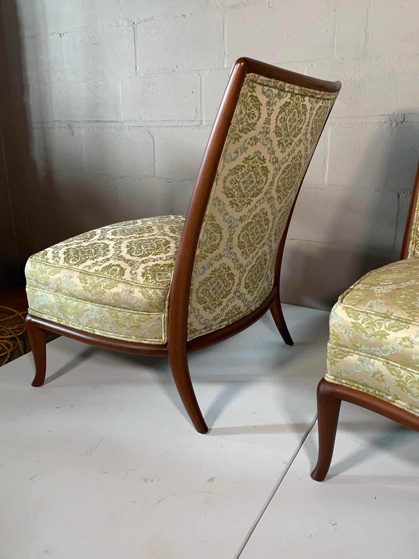 Frisman Vintage Pair of Unusual Slipper Chairs by T.H. Robsjohn-Gibbings Widdicomb, circa 1950s