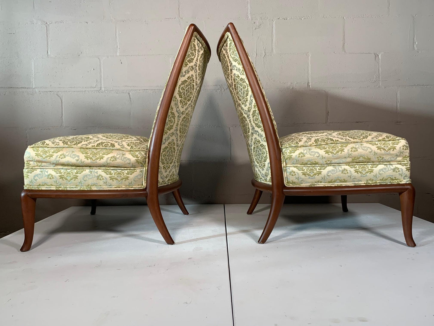Frisman Vintage Pair of Unusual Slipper Chairs by T.H. Robsjohn-Gibbings Widdicomb, circa 1950s