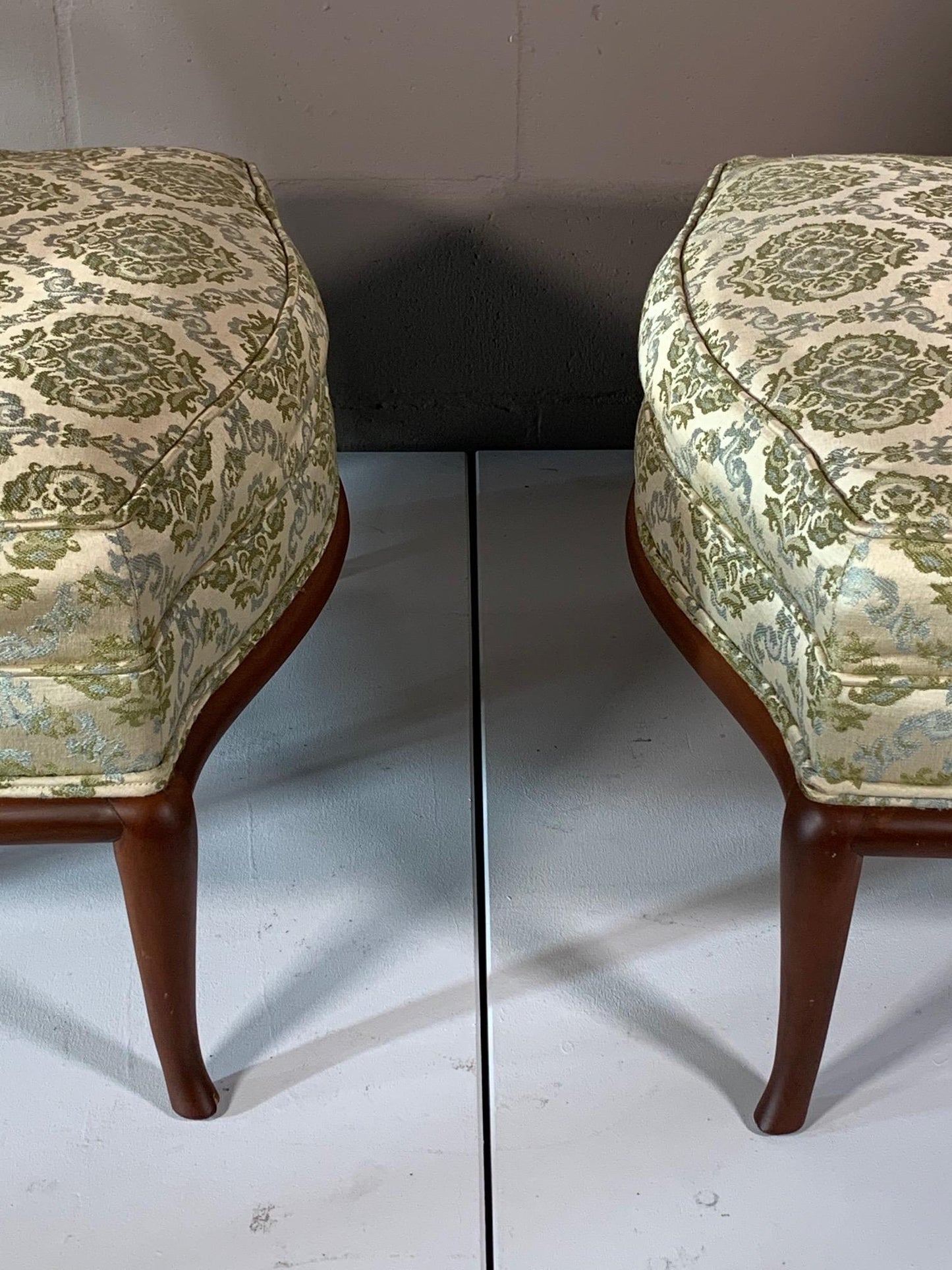 Frisman Vintage Pair of Unusual Slipper Chairs by T.H. Robsjohn-Gibbings Widdicomb, circa 1950s