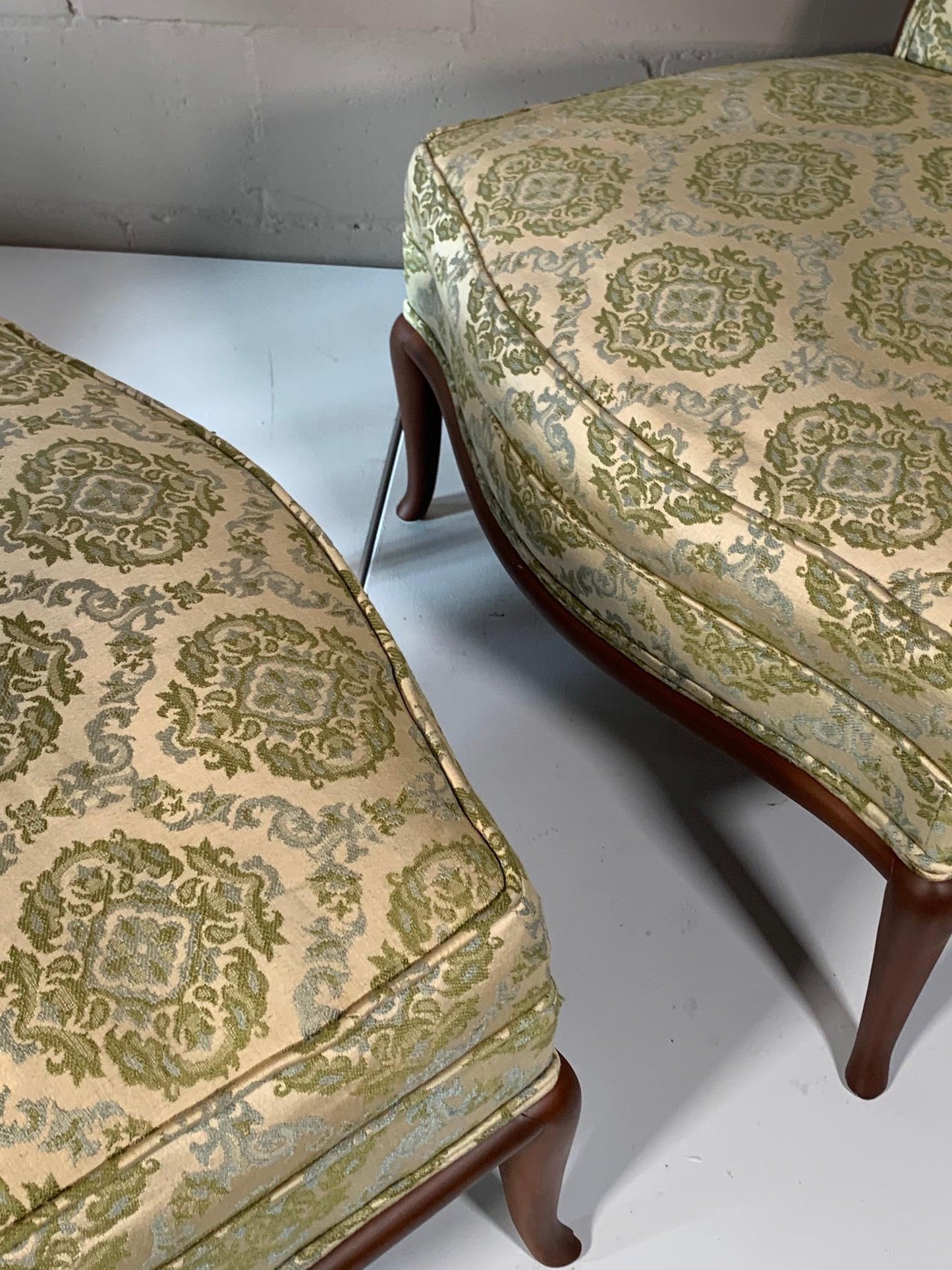 Frisman Vintage Pair of Unusual Slipper Chairs by T.H. Robsjohn-Gibbings Widdicomb, circa 1950s