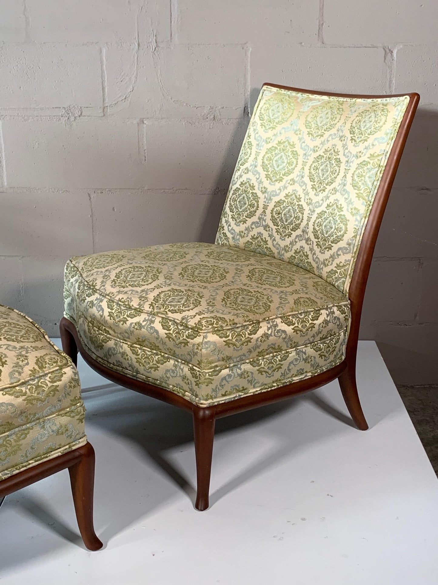 Frisman Vintage Pair of Unusual Slipper Chairs by T.H. Robsjohn-Gibbings Widdicomb, circa 1950s