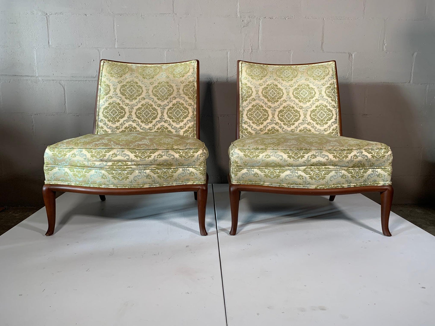 Frisman Vintage Pair of Unusual Slipper Chairs by T.H. Robsjohn-Gibbings Widdicomb, circa 1950s