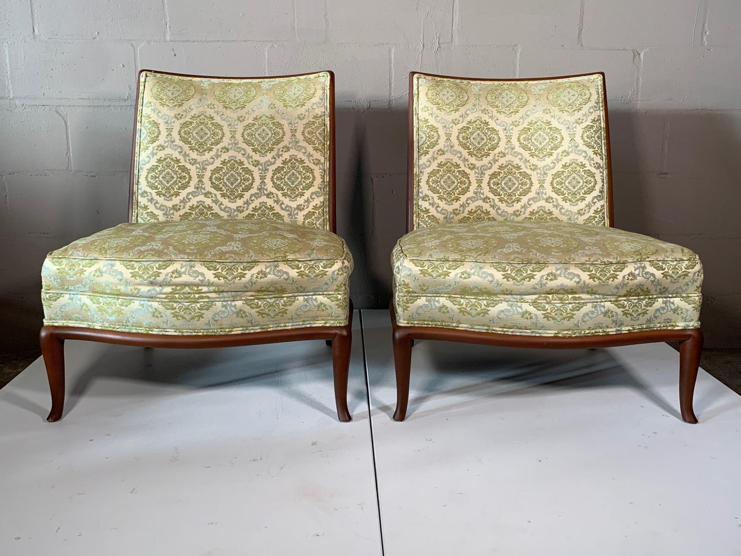 Frisman Vintage Pair of Unusual Slipper Chairs by T.H. Robsjohn-Gibbings Widdicomb, circa 1950s