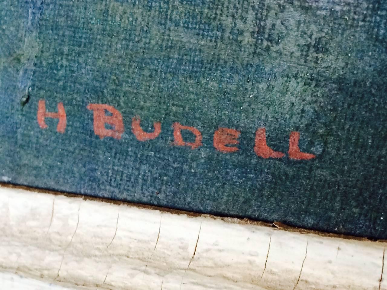 Frisman Vintage Hortense Budell Oil Painting Titled "River Front, N.J, " 1939